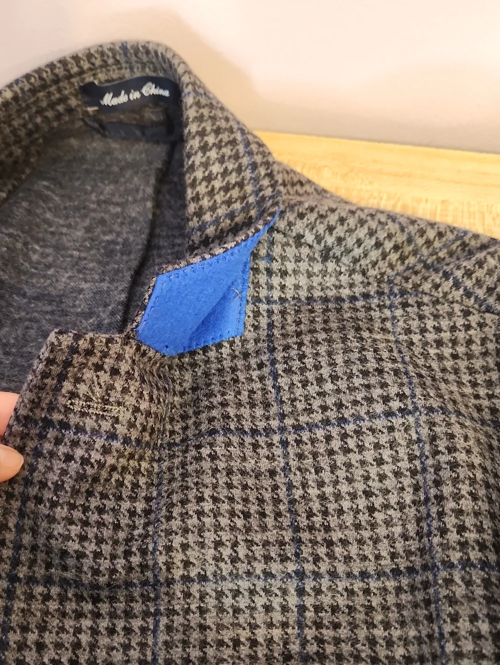 LANDS END Men's Gray Check Blazer - Classic Tailored Wool Blend, size 40L